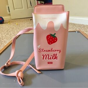 Strawberry milk carton cross body bag